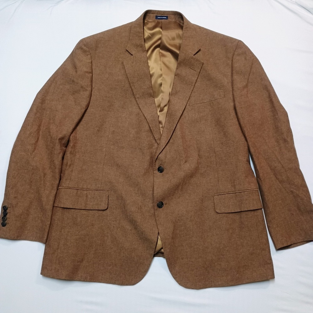 Stafford Signature Brown Classic Linen Blend Lightweight Blazer Sport  50 Reg